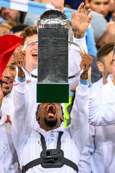 Malmö FFs Taha Ali jublar med pokal