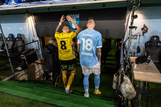 Elfsborgs Sebastian Holmen och Malmö FFs Pontus Jansson