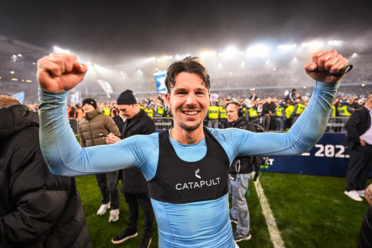 Malmö FFs Stefano Holmquist Vecchia jublar över SM-guldet