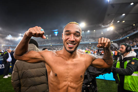 Malmö FFs Derek Cornelius jublar över SM-guldet
