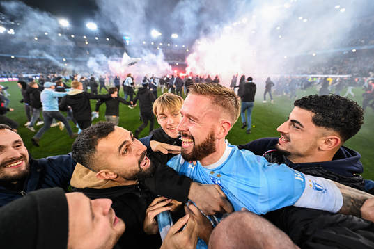 Malmö FFs Pontus Jansson jublar över SM-guldet