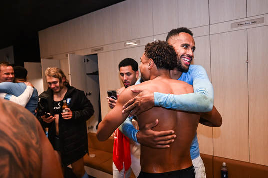 Malmö FFs Isaac Kiese Thelin jublar över SM-guldet