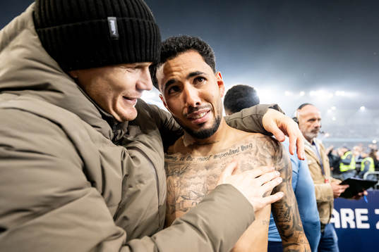 Malmö FFs Oliver Berg och Sergio Pena jublar över