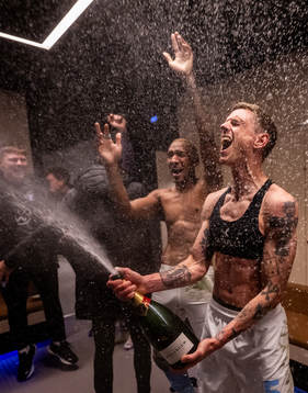 Malmö FFs Derek Cornelius och Søren Rieks jublar över
