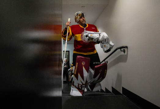 Henrik Lundqvist walks to the locker room following the