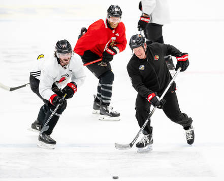 Zack MacEwen, Claude Giroux and Daniel Alfredsson