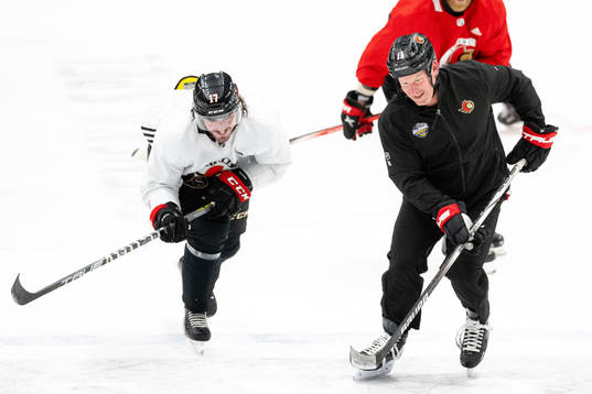 Zack MacEwen, Claude Giroux and Daniel Alfredsson