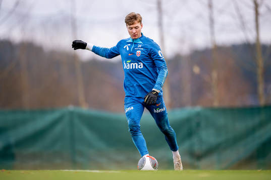 Goalkeeper Mathias Dyngeland of the Norwegian national