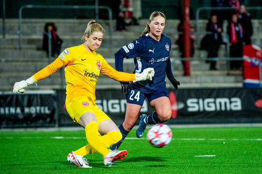 Goalkeeper Stina Johannes of Eintracht Frankfurt and Hanna