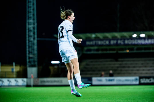 Barbara Dunst of Eintracht Frankfurt celebrates 2-0