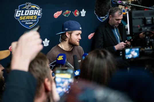 William Nylander of Toronto Maple Leafs speaks to media