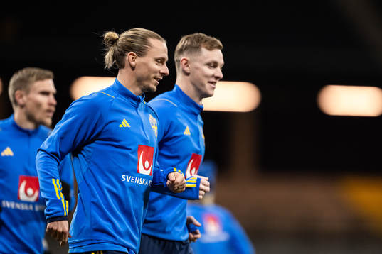 Niklas Hult and Emil Krafth of the Swedish national