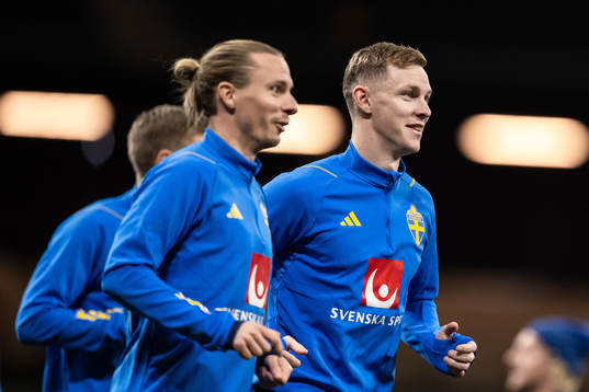 Niklas Hult and Emil Krafth of the Swedish national