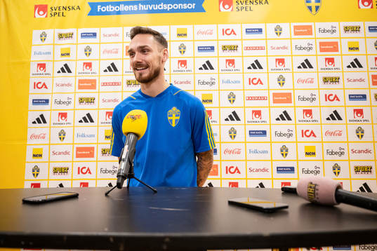 Linus Wahlqvis of the Swedish national football team in a