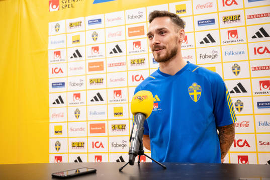 Linus Wahlqvis of the Swedish national football team in a