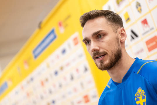 Linus Wahlqvis of the Swedish national football team in a