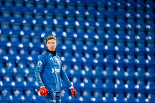 Goalkeeper Mathias Dyngeland of the Norwegian national