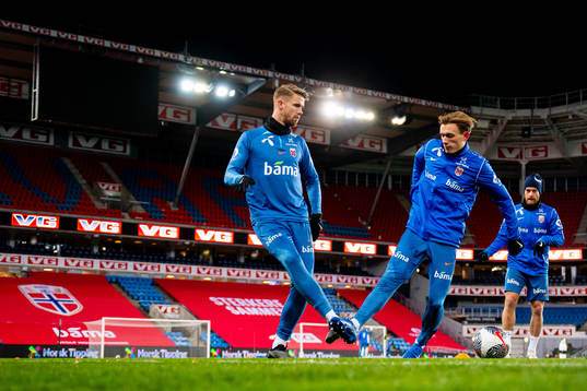 Kristoffer Ajer and Marcus Holmgren Pedersen of the