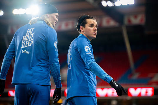 Erling Braut Haaland and Hugo Vetlesen of the Norwegian