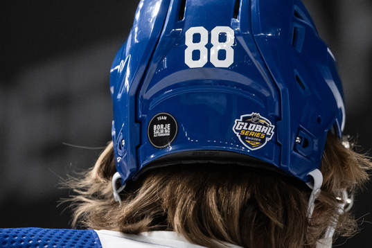 Willam Nylander of Toronto Maple Leafs with a sticker