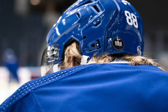 Willam Nylander of Toronto Maple Leafs with a sticker