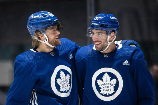 Willam Nylander and John Tavares of Toronto Maple Leafs