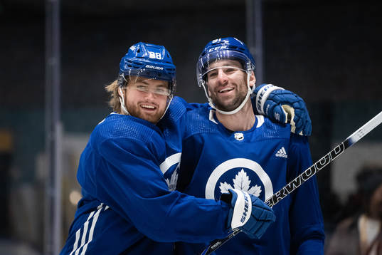 Willam Nylander and John Tavares of Toronto Maple Leafs