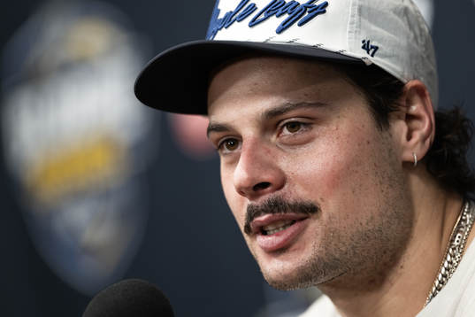 Auston Matthews of Toronto Maple Leafs at a press conference