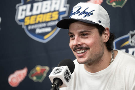 Auston Matthews of Toronto Maple Leafs at a press conference
