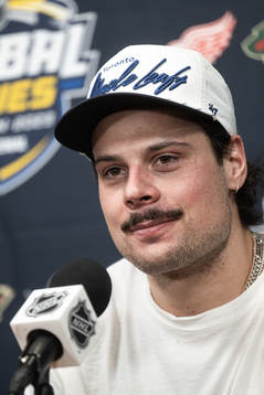 Auston Matthews of Toronto Maple Leafs at a press conference