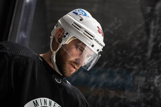 Alex Goligoski of Minnesota Wild at a practice session