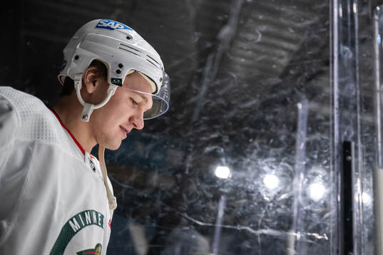Kirill Kaprizov of Minnesota Wild at a practice session