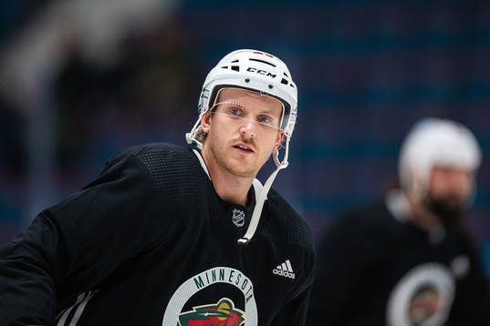 Jonas Brodin of Minnesota Wild at a practice session