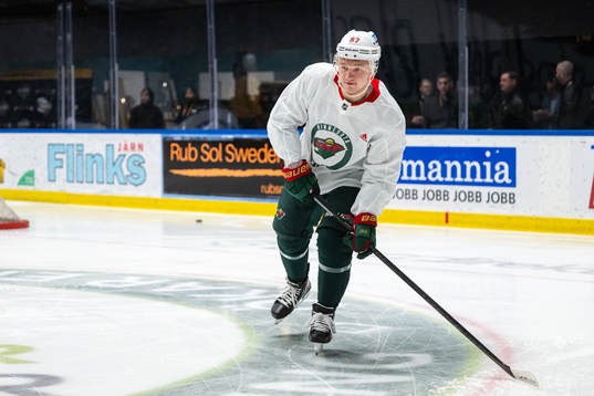 Kirill Kaprizov of Minnesota Wild at a practice session