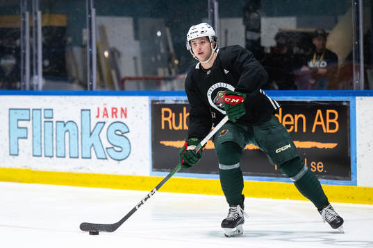 Brock Faber of Minnesota Wild at a practice session