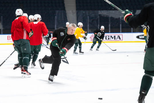 Assistant coach Bob Woods of Minnesota Wild at a practice