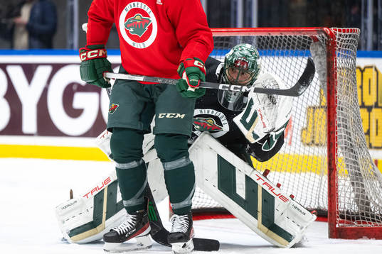 Goaltender Marc-Andre Fleury of Minnesota Wild at a