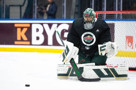 Goaltender Marc-Andre Fleury of Minnesota Wild at a