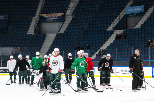 The players of Minnesota Wild at a practice session