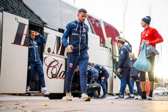 Aron Dønnum of the Norwegian national football team arrives