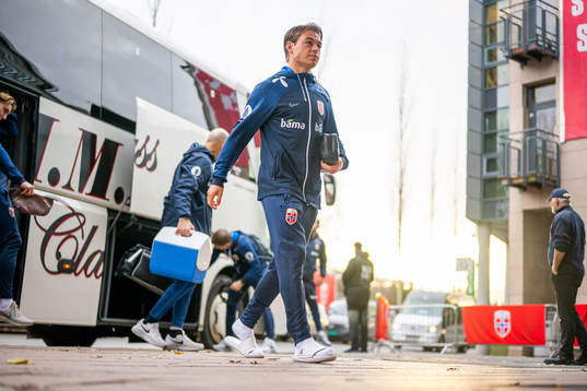 Patrick Berg of the Norwegian national football team arrives