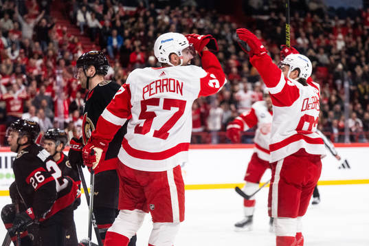 David Perron of Detroit Red Wings celebrates