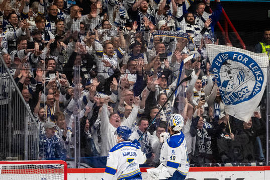 Leksands målvakt Mantas Armalis jublar