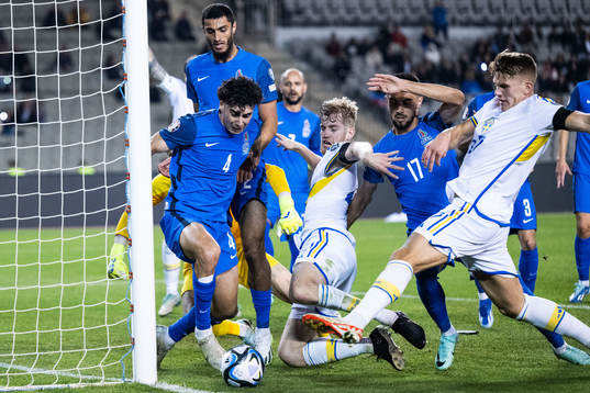 Filip Helander and Viktor Gyökeres of Sweden against