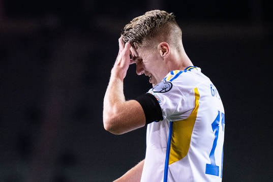 Viktor Gyökeres of Sweden looks dejected