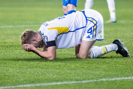 Filip Helander of Sweden in pain