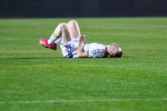 Dejan Kulusevski of Sweden in pain