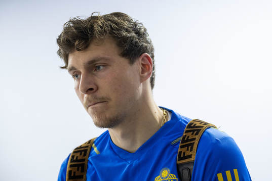 Victor Nilsson Lindelöf of Sweden in mixed zone