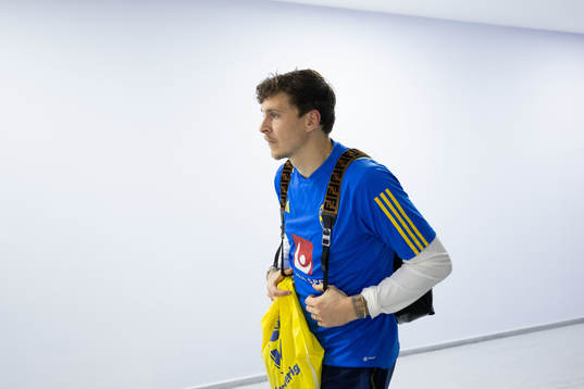 Victor Nilsson Lindelöf of Sweden in mixed zone