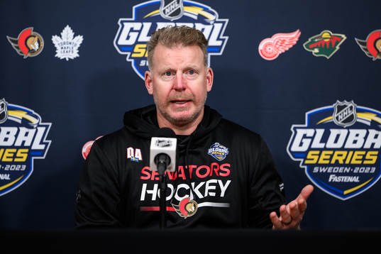 Daniel Alfredsson of Ottawa Senators dring a press